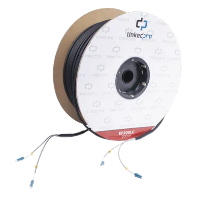 Carrete de Fibra Óptica Monomodo con Conectores LC-LC Duplex, Reforzada con Kevlar, de 200 Metros (656.17 Pies), Para LINKEDPRO BY EPCOM EF-200-LC