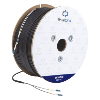 Carrete de Fibra Óptica Monomodo con Conectores LC-LC Duplex, Reforzada con Kevlar, de 300 Metros (984.25 Pies), Para LINKEDPRO BY EPCOM EF-300-LC