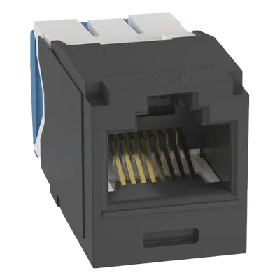 Conector Jack RJ45 Estilo TG, Mini-Com, Categoría 6A, de 8 Posiciones y 8 Cables, Color Negro PANDUIT CJ6X88TGBL