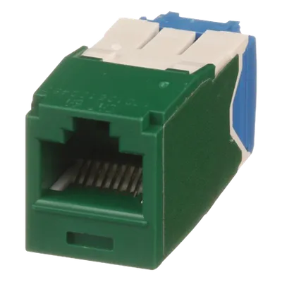 Conector Jack RJ45 Estilo TG, Mini-Com, Categoría 6A, de 8 Posiciones y 8 Cables, Color Verde PANDUIT CJ6X88TGGR