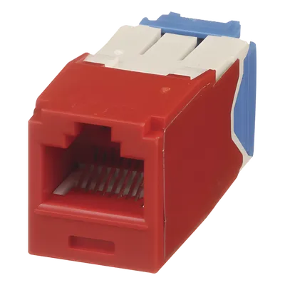 Conector Jack RJ45 Estilo TG, Mini-Com, Categoría 6A, de 8 Posiciones y 8 Cables, Color Rojo PANDUIT CJ6X88TGRD