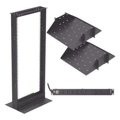 Kit de Rack Estándar 19", 24 UR con 2 Charolas y PDU (8 tomas). Ideal para UPS y Servidores tipo Torre. LINKEDPRO BY EPCOM KIT-ORG-24HD
